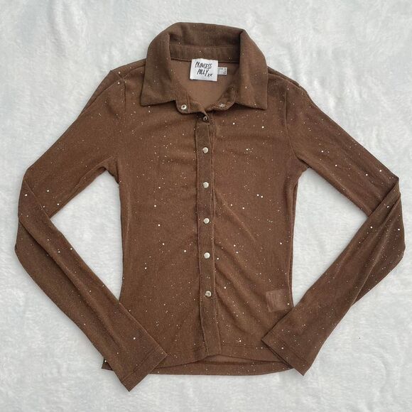 Princess Polly Tops - princess polly sheer long sleeve button down size 0